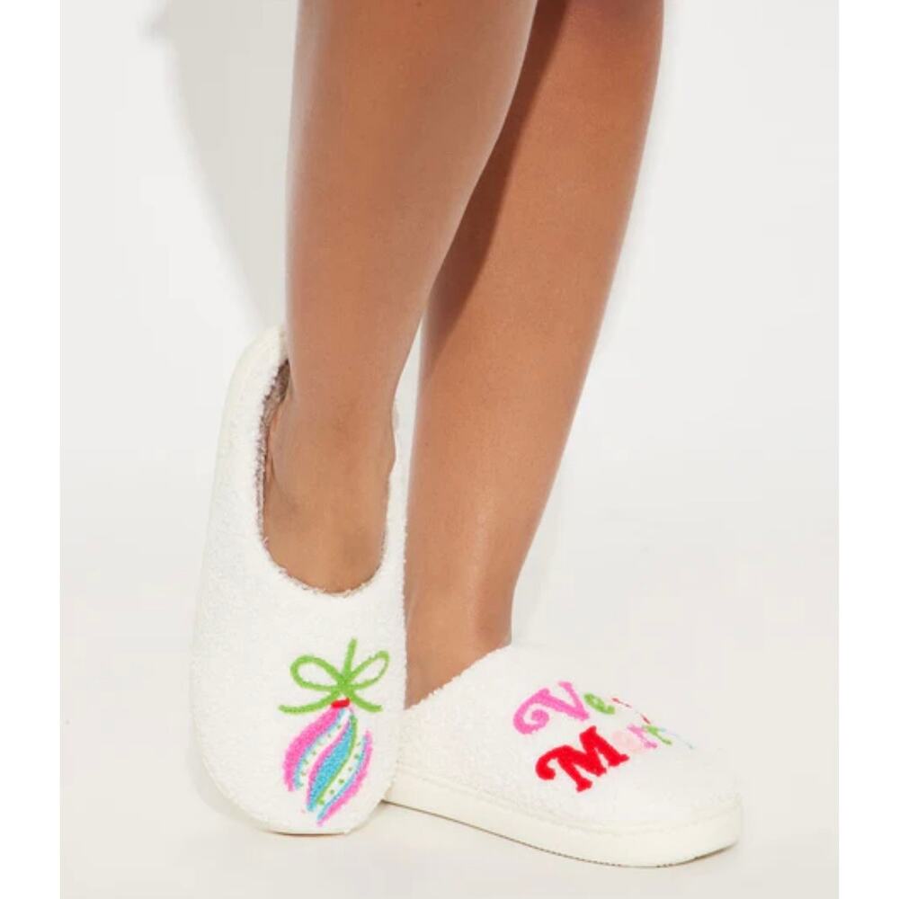 Very Merry Slippers - Ivory